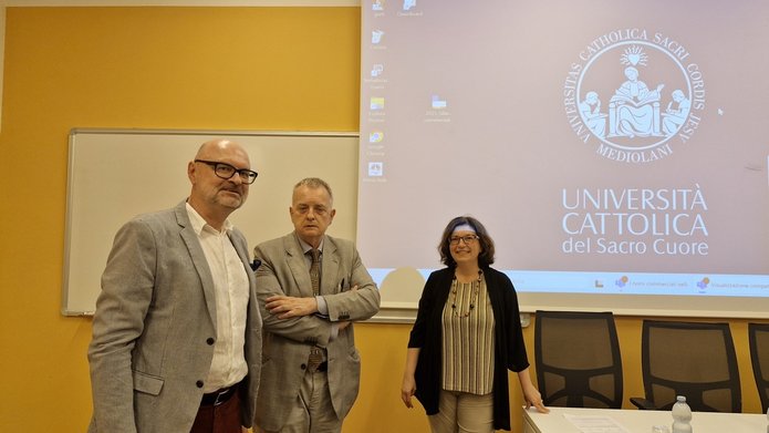 prof. Arur Gałkowski podczas wizyty w Uniwersytecie w Mediolanie